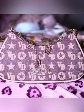 Von Dutch Logo Shoulder Bag with Gold Chain Charm
